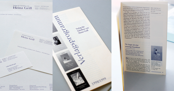Business stationary and publisher's brochure of Verlag für Schriften von Heinz Grill