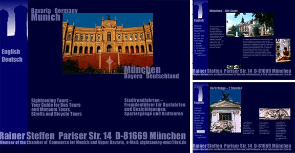 Homepage of www.sightseeing-muc.brd.de and two landing pages